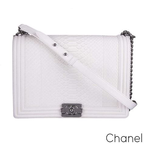 chanel white python bag